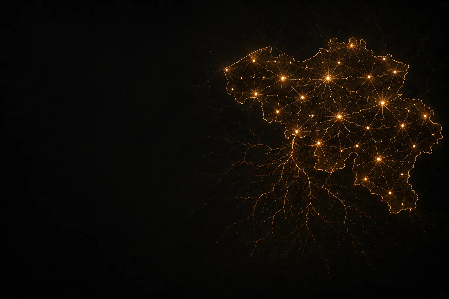 Langetermijnvisualisatie van verbonden Deep Rooted-locaties in België.